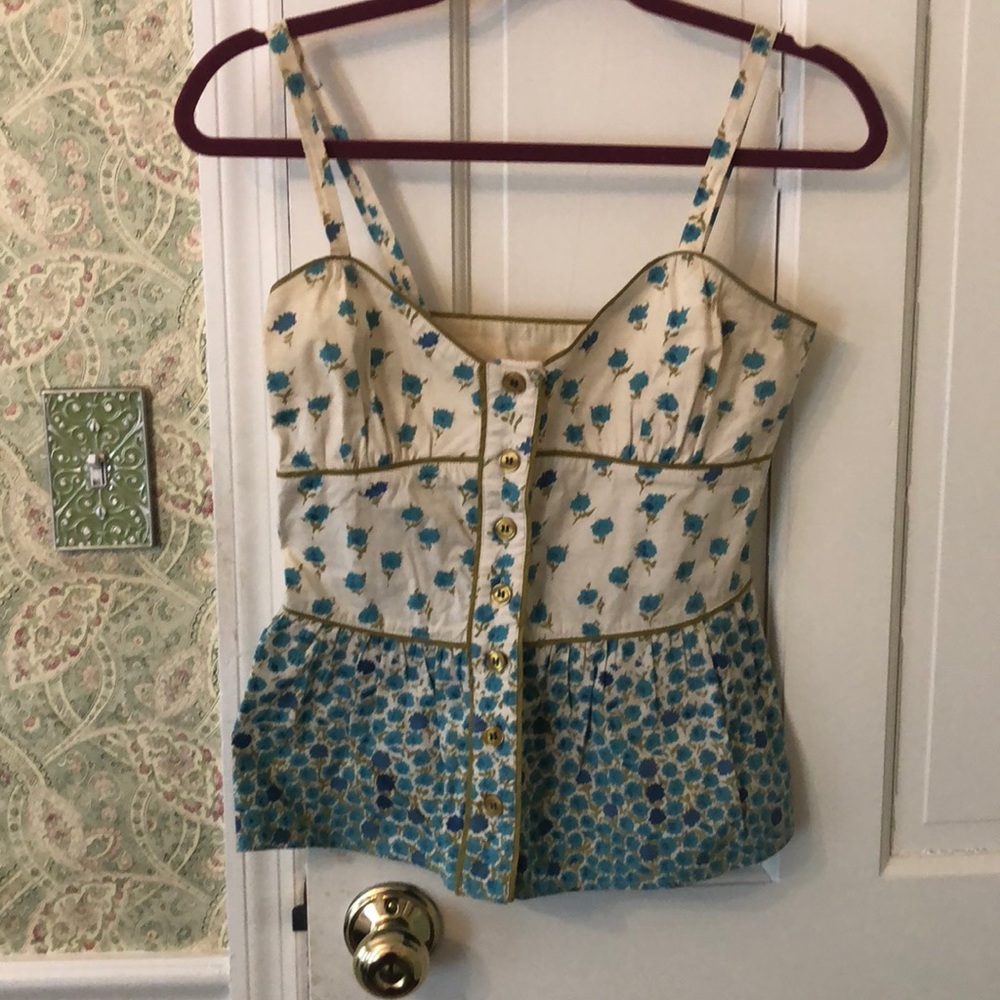 Anthropologie foral sleeveless blouse